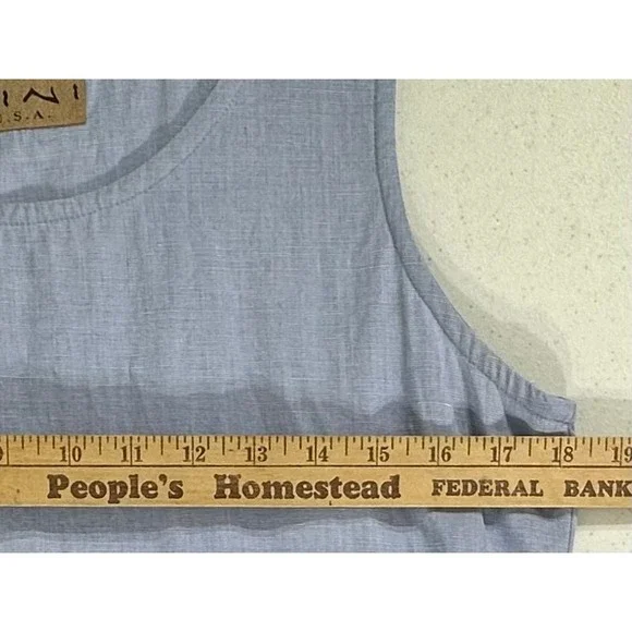 Dakini Sleeveless Shift Dress Small Light Blue Lyocell Linen Blend USA Tie Back - Picture 8 of 8